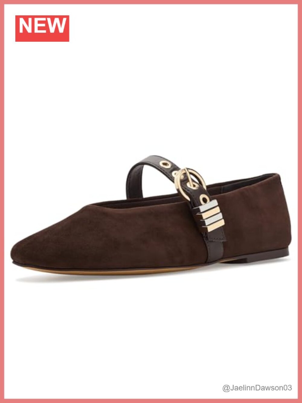 Suede Ballet Flats for Women, Round Toe Slip-On Shoes with Buckle